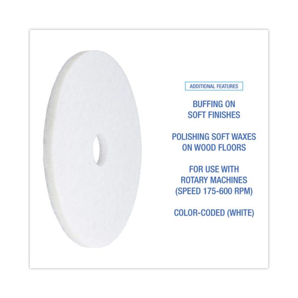 Polishing Floor Pads, 19" Diameter, White, 5/carton - Image 4