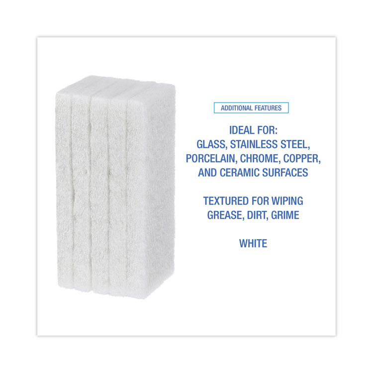 Light Duty Scour Pad, 4.63  x 10, White, 20/Carton - Image 4