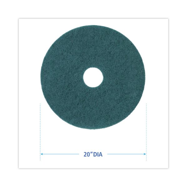 Heavy-Duty Scrubbing Floor Pads, 20" Diameter, Green, 5/carton - Image 2