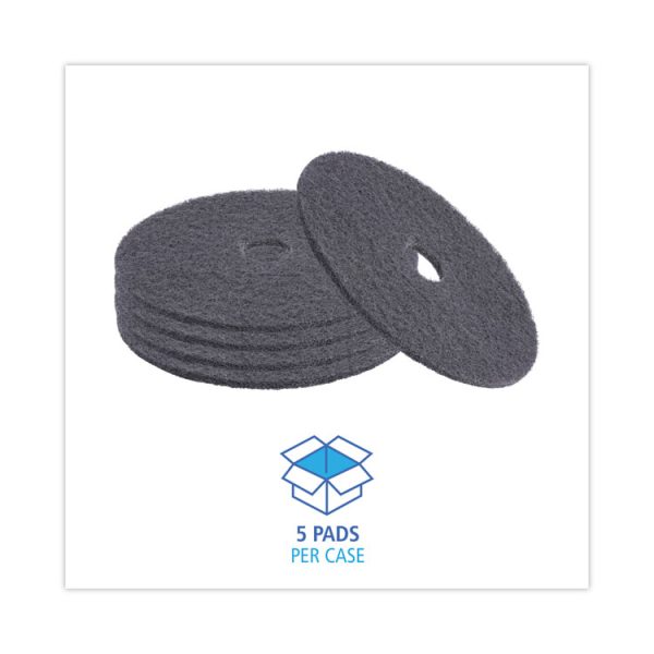 High Performance Stripping Floor Pads, 20" Diameter, Black, 5/carton - Image 3
