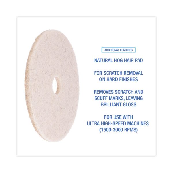 Natural Hog Hair Burnishing Floor Pads, 20" Diameter, Tan, 5/carton - Image 4