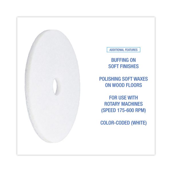 Polishing Floor Pads, 20" Diameter, White, 5/carton - Image 4