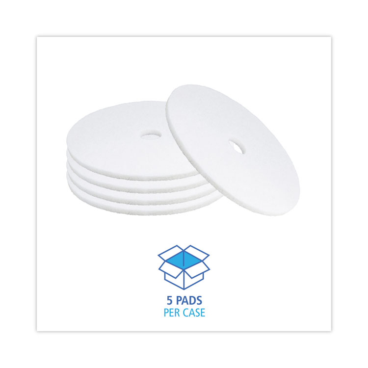 Polishing Floor Pads, 21" Diameter, White, 5/carton - Image 3