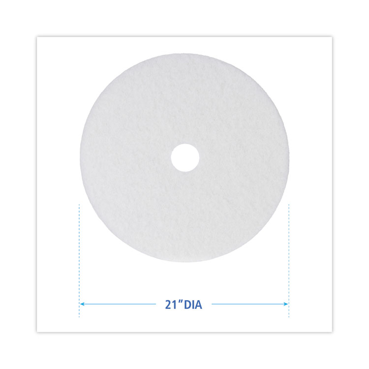 Polishing Floor Pads, 21" Diameter, White, 5/carton - Image 2