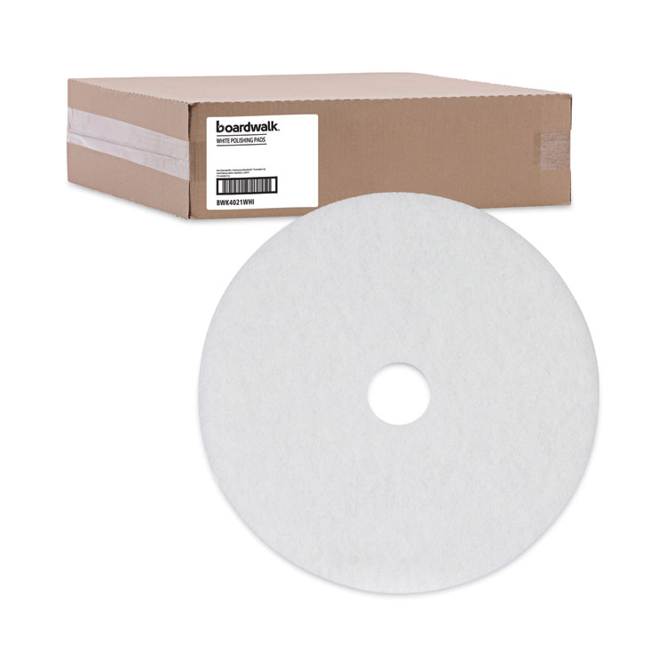 Polishing Floor Pads, 21" Diameter, White, 5/carton - Image 5
