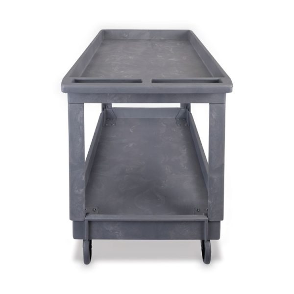 Two-Shelf Utility Cart, Plastic, 2 Shelves, 300 lb Capacity, 24" x 40" x 31.5", Gray - Image 3