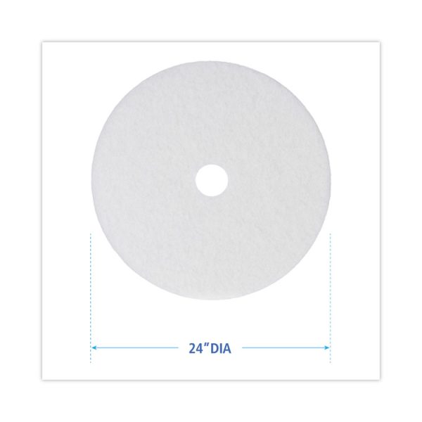 Polishing Floor Pads, 24" Diameter, White, 5/carton - Image 2