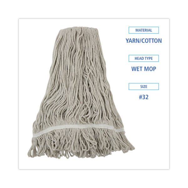 Mop Head, Loop Web/tailband, Value Standard, Cotton, No. 32, White, 12/carton - Image 2
