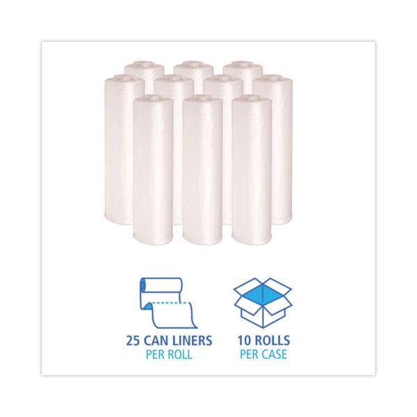 High-Density Can Liners, 45 gal, 13 mic, 40" x 46", Natural, 25 Bags/Roll, 10 Rolls/Carton - Image 3