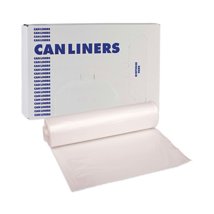 High-Density Can Liners, 45 gal, 13 mic, 40" x 46", Natural, 25 Bags/Roll, 10 Rolls/Carton - Image 7