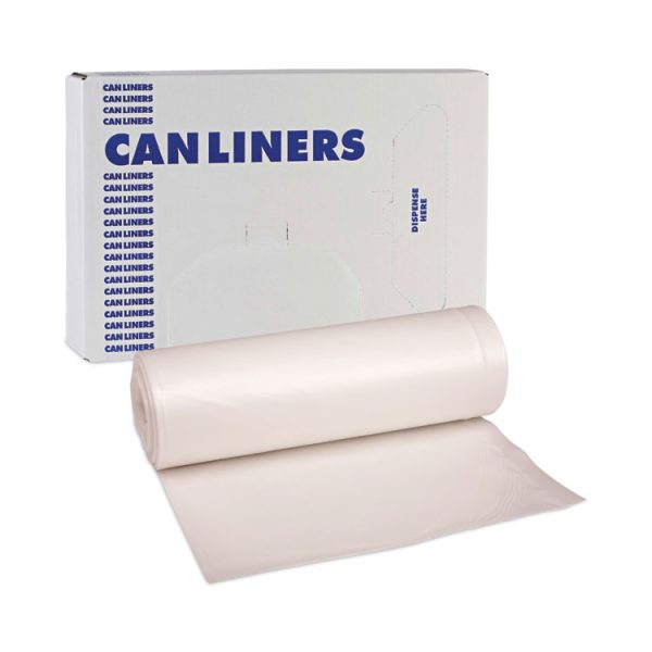 High-Density Can Liners, 45 gal, 19 mic, 40" x 46", Natural, 25 Bags/Roll, 6 Rolls/Carton - Image 7