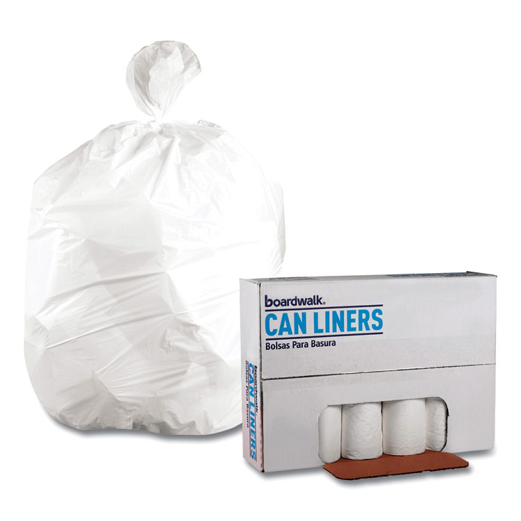 Low-Density Waste Can Liners, 45 gal, 0.6 mil, 40" x 46", White, 25 Bags/Roll, 4 Rolls/Carton - Image 4