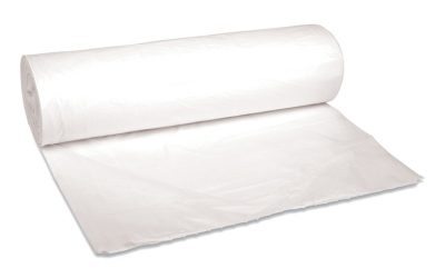 Low-Density Waste Can Liners, 45 gal, 0.6 mil, 40″ x 46″, White, 25 Bags/Roll, 4 Rolls/Carton