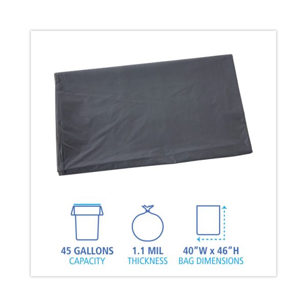 Linear Low Density Industrial Can Liners, 45 Gal, 1.1 Mil, 40 X 46, Gray, 100/carton - Image 2