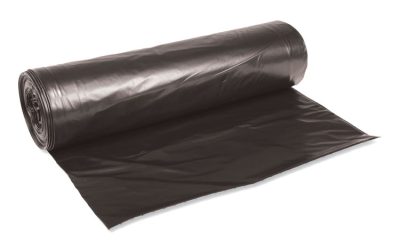 Low-Density Waste Can Liners, 45 gal, 0.6 mil, 40″ x 46″, Black, 25 Bags/Roll, 4 Rolls/Carton