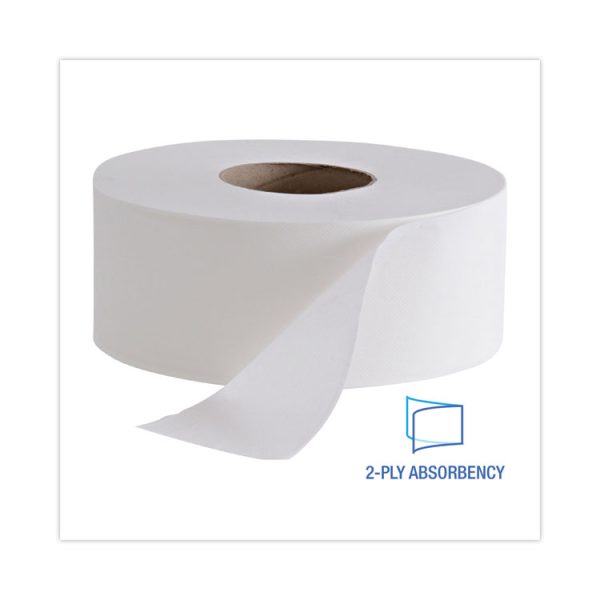 Jumbo Roll Bathroom Tissue, Septic Safe, 2-Ply, White, 3.4" x 1,000 ft, 12 Rolls/Carton - Image 3