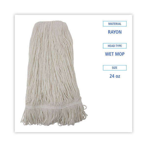 Pro Loop Web/tailband Wet Mop Head, Rayon, 24oz, White, 12/carton - Image 2