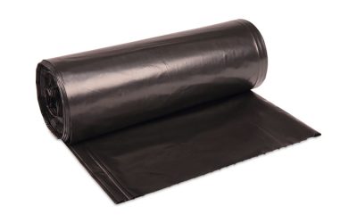High-Density Can Liners, 56 gal, 19 mic, 43″ x 47″, Black, 25 Bags/Roll, 6 Rolls/Carton
