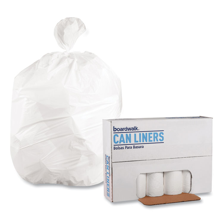 Low-Density Waste Can Liners, 56 gal, 0.6 mil, 43" x 47", White, 25 Bags/Roll, 4 Rolls/Carton - Image 4