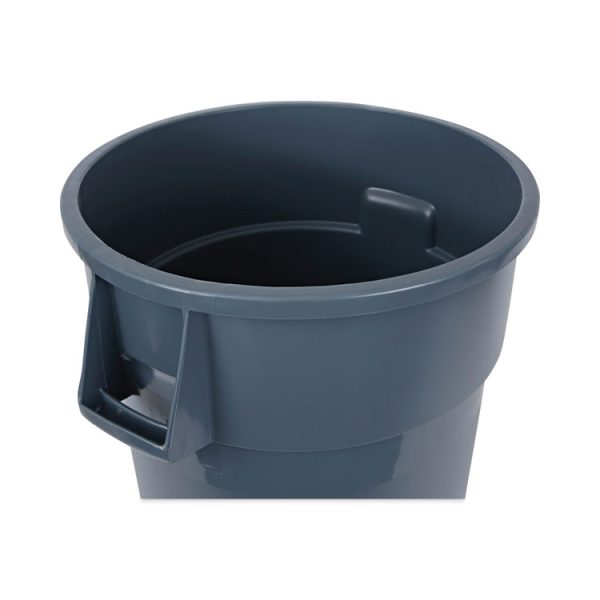 Round Waste Receptacle, 44 gal, Plastic, Gray - Image 5