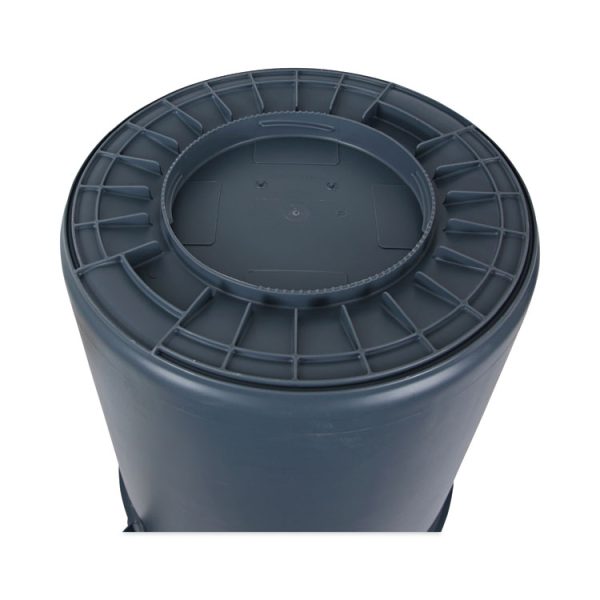 Round Waste Receptacle, 44 gal, Plastic, Gray - Image 6