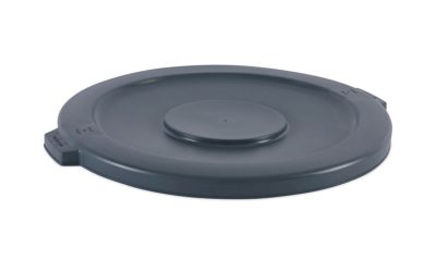 Lids For 44 Gal Waste Receptacles, Flat-Top, Round, Plastic Gray