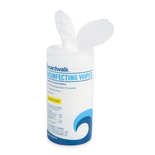 Disinfecting Wipes, 7 x 8, Lemon Scent, 75/Canister, 6 Canisters/Carton - Image 5