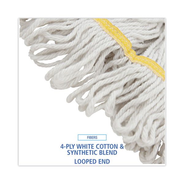 Super Loop Wet Mop Head, Cotton/synthetic Fiber, 5" Headband, Small Size, White, 12/carton - Image 4
