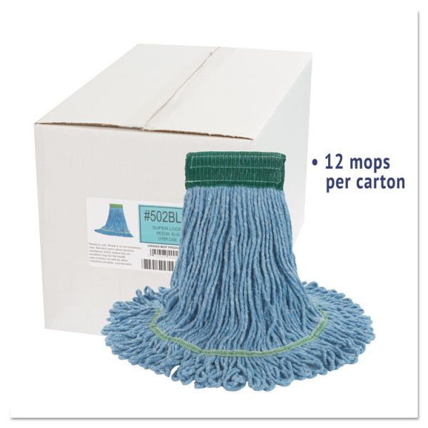 Super Loop Wet Mop Head, Cotton/synthetic Fiber, 5" Headband, Medium Size, Blue, 12/carton - Image 2