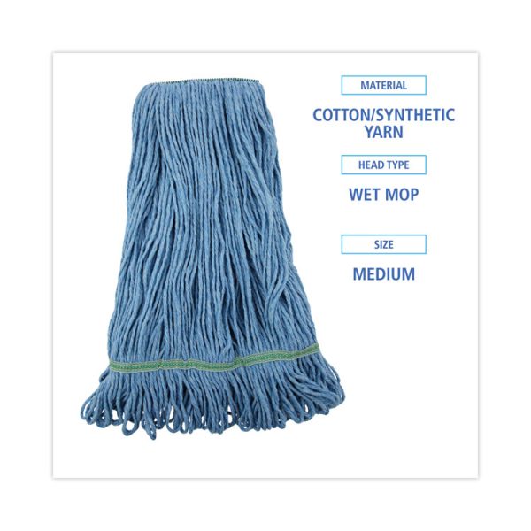 Super Loop Wet Mop Head, Cotton/synthetic Fiber, 1" Headband, Medium Size, Blue, 12/carton - Image 2