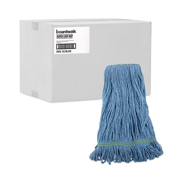 Super Loop Wet Mop Head, Cotton/synthetic Fiber, 1" Headband, Medium Size, Blue, 12/carton - Image 9