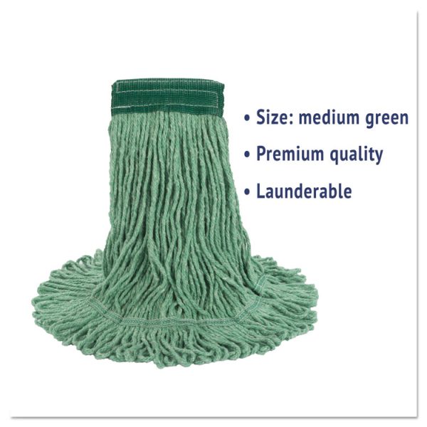 Super Loop Wet Mop Head, Cotton/synthetic Fiber, 5" Headband, Medium Size, Green, 12/carton - Image 3