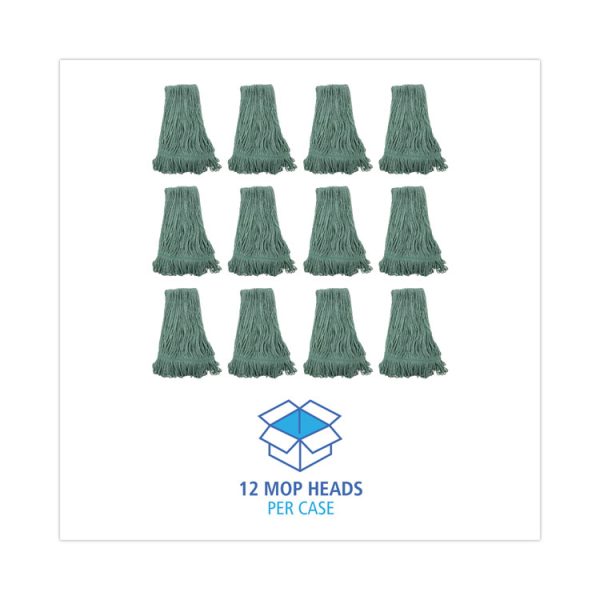 Mop Head, Premium Standard Head, Cotton/Rayon Fiber, Medium, Green, 12/Carton - Image 8