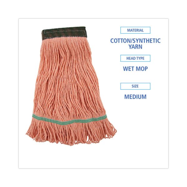 Super Loop Wet Mop Head, Cotton/synthetic Fiber, 5" Headband, Medium Size, Orange, 12/carton - Image 2