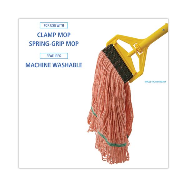 Super Loop Wet Mop Head, Cotton/synthetic Fiber, 5" Headband, Medium Size, Orange, 12/carton - Image 3