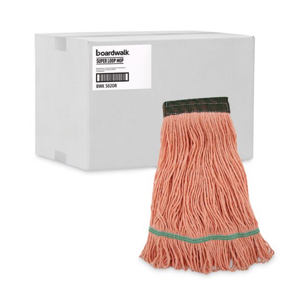 Super Loop Wet Mop Head, Cotton/synthetic Fiber, 5" Headband, Medium Size, Orange, 12/carton - Image 9