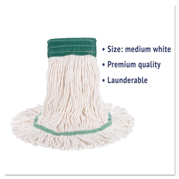 Super Loop Wet Mop Head, Cotton/Synthetic Fiber, 5" Headband, Medium Size, White, 12/Carton - Image 3