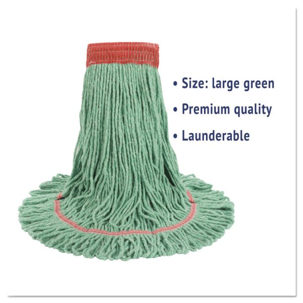Super Loop Wet Mop Head, Cotton/synthetic Fiber, 5" Headband, Large Size, Green, 12/carton - Image 3