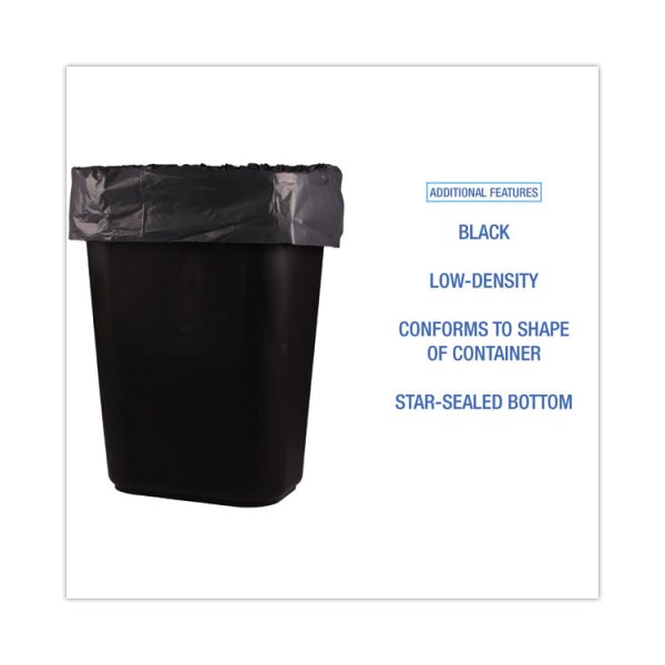Low-Density Waste Can Liners, 16 Gal, 1 Mil, 24 X 32, Black, 10 Bags/roll, 15 Rolls/carton - Image 4