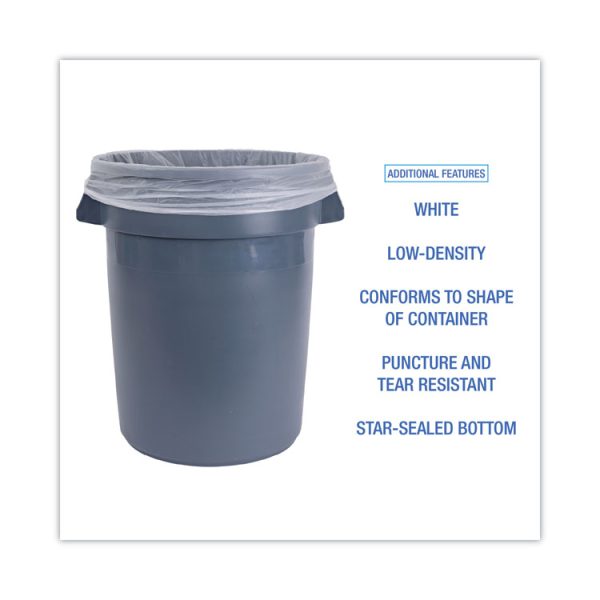 Linear Low Density Can Liners, 30 gal, 0.5 mil, 30" x 36", White, 10 Bags/Roll, 20 Rolls/Carton - Image 4