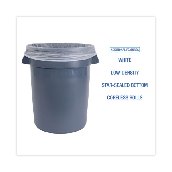 Low-Density Waste Can Liners, 33 gal, 0.6 mil, 33 x 39, White, 25 Bags/Roll, 6 Rolls/Carton - Image 4