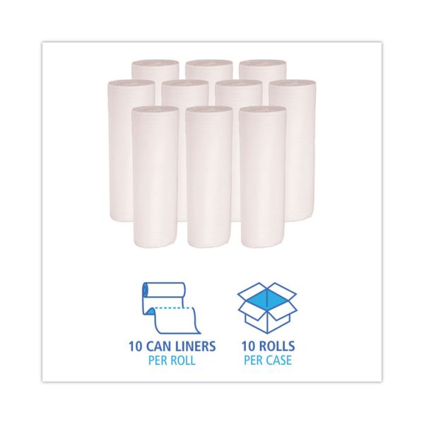 Linear Low Density Can Liners, 55 gal, 0.5 mil, 38" x 58", White, 10 Bags/Roll, 10 Rolls/Carton - Image 3