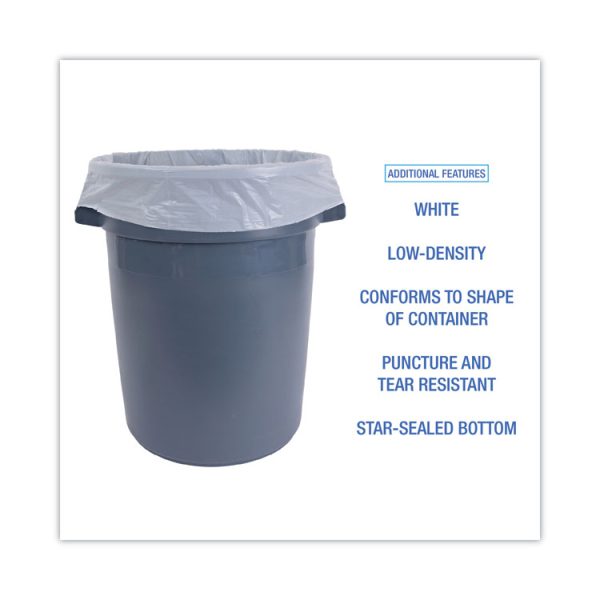 Linear Low Density Can Liners, 55 gal, 0.5 mil, 38" x 58", White, 10 Bags/Roll, 10 Rolls/Carton - Image 4