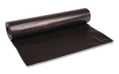 Recycled Low-Density Polyethylene Can Liners, 56 gal, 1.2 mil, 43″ x 47″, Black, 10 Bags/Roll, 10 Rolls/Carton
