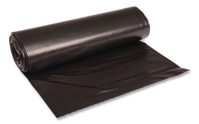 Recycled Low-Density Polyethylene Can Liners, 60 gal, 1.2 mil, 38″ x 58″, Black, 10 Bags/Roll, 10 Rolls/Carton