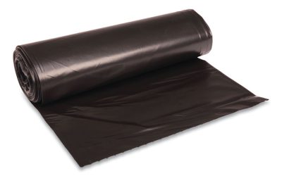 Recycled Low-Density Polyethylene Can Liners, 45 gal, 1.6 mil, 40″ x 46″, Black, 10 Bags/Roll, 10 Rolls/Carton