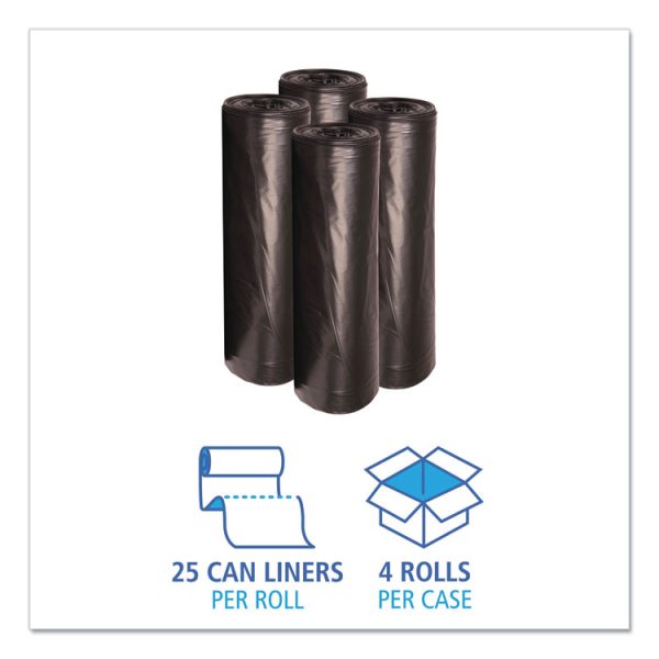 Recycled Low-Density Polyethylene Can Liners, 56 gal, 1.6 mil, 43" x 47", Black, 20 Bags/Roll, 5 Rolls/Carton - Image 3