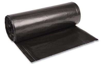 Recycled Low-Density Polyethylene Can Liners, 60 gal, 1.6 mil, 38″ x 58″, Black, 10 Bags/Roll, 10 Rolls/Carton