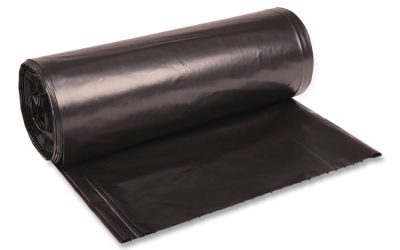 Recycled Low-Density Polyethylene Can Liners, 60 gal, 1.8 mil, 38″ x 58″, Black, 10 Bags/Roll, 10 Rolls/Carton