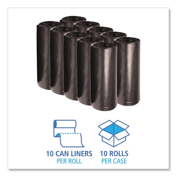 Recycled Low-Density Polyethylene Can Liners, 60 gal, 1.8 mil, 38" x 58", Black, 10 Bags/Roll, 10 Rolls/Carton - Image 3